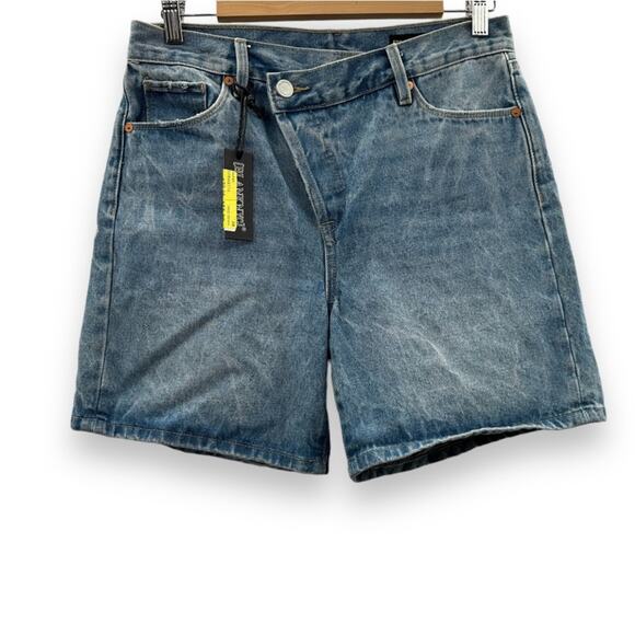 Blank NYC The Warren Overlap High Rise Denim Shorts in Fare Warning Size 28 - Picture 2 of 10